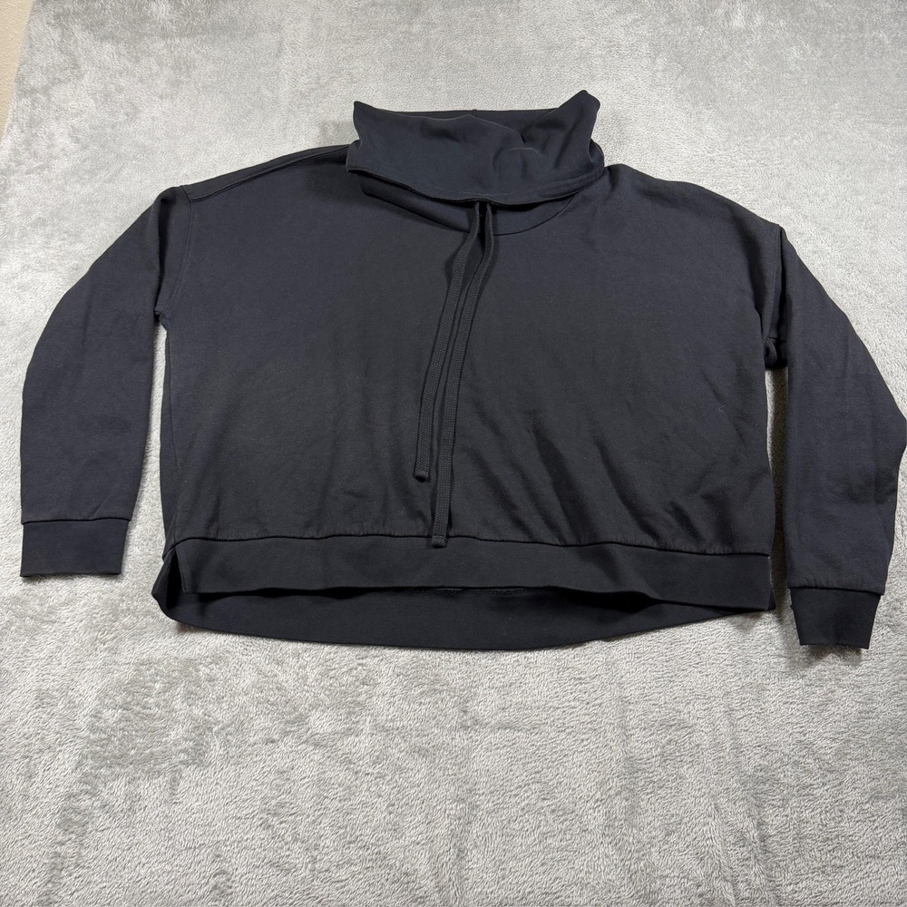 AllSaints‎ Tubo Sweatshirt Womens Large Black Cowl Neck Fleece Pullover Cotton